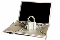 Computer with Lock and Chain