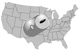 Computer mouse imposed over map of United States